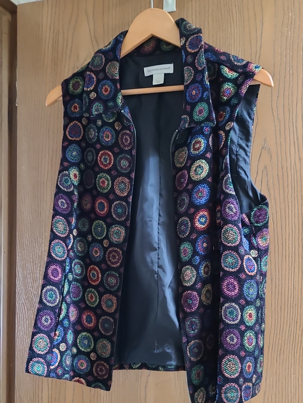 Christopher & Banks Multicolor Sequin Circle Sleeveless Vest - Black